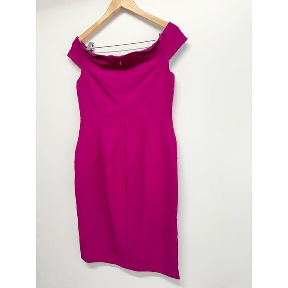 Lauren Ralph Lauren Dress Size 8‎ Pink Crepe Off Shoulder Back Zip Knee Length - Picture 9 of 13